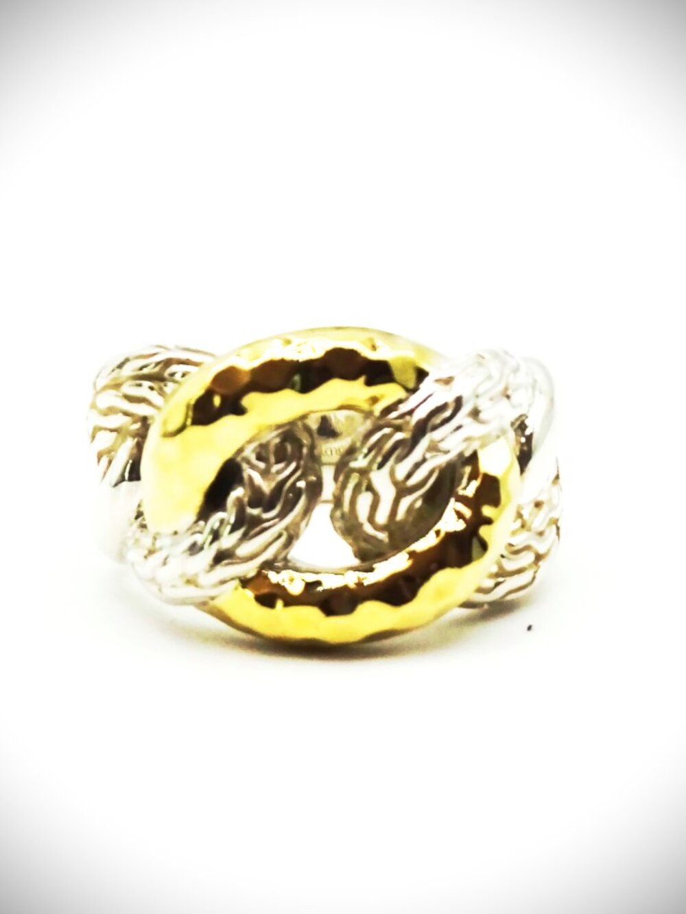 JOHN HARDY Chain Collection Sterling Silver 18K Yellow Gold  Ring Size 8.5